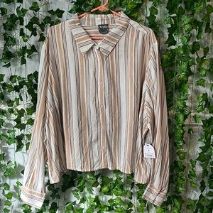 Arula Ivory/Tan Cropped Button up